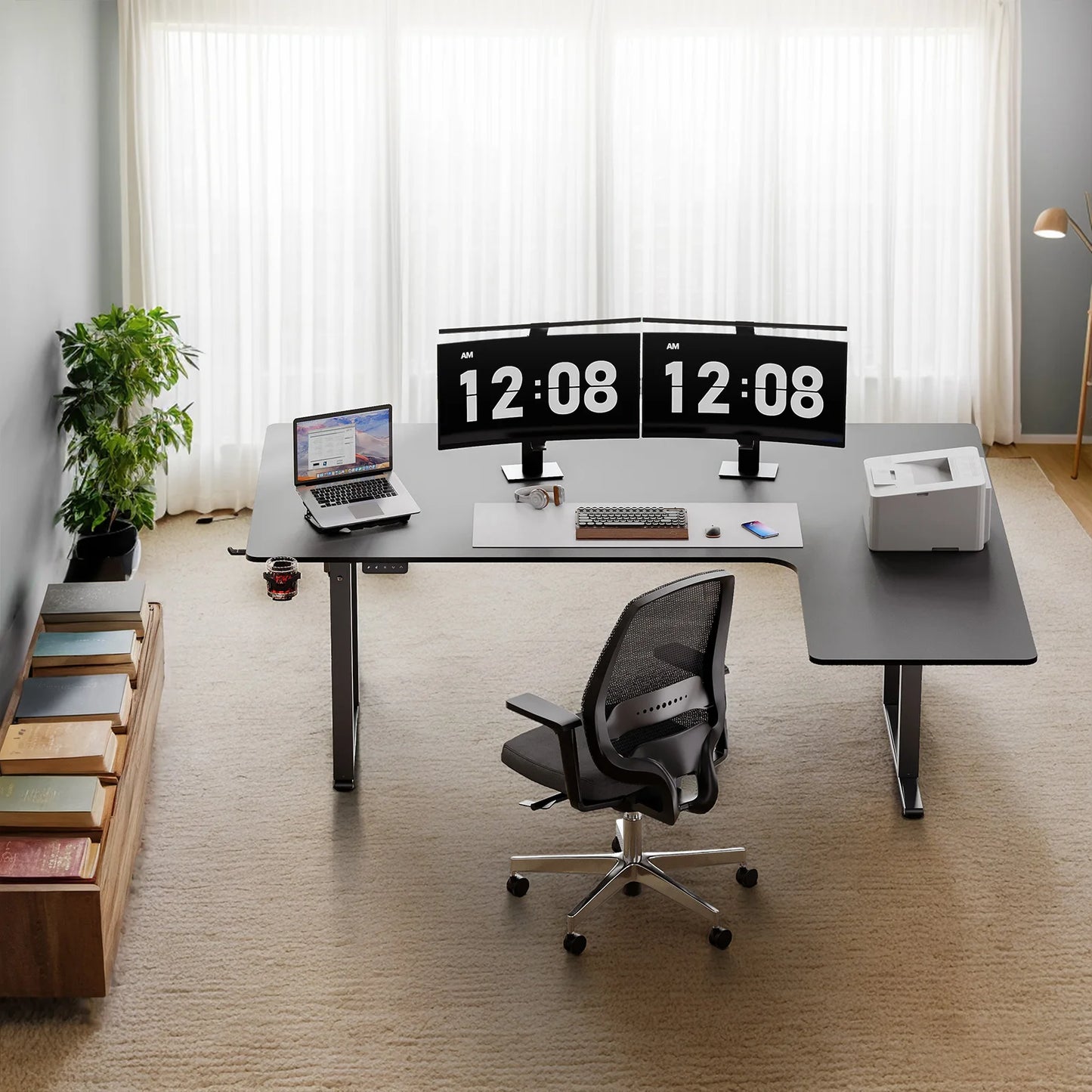 Standing Desk,63/71x43 Inches L Shaped Desk, Adjustable Height