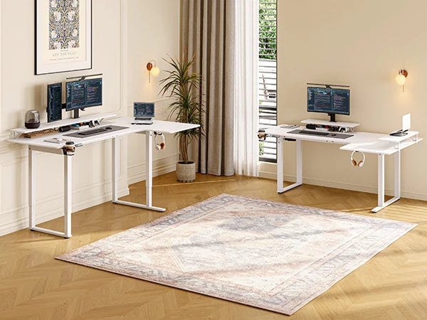 Standing Desk,63/71x43 Inches L Shaped Desk, Adjustable Height