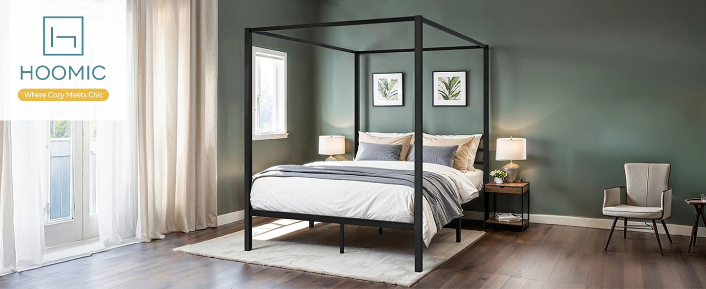Canopy Bed Frame, Easy Assembly - Queen & Full Sizes