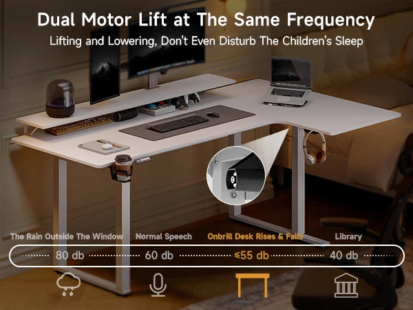 Standing Desk,63/71x43 Inches L Shaped Desk, Adjustable Height
