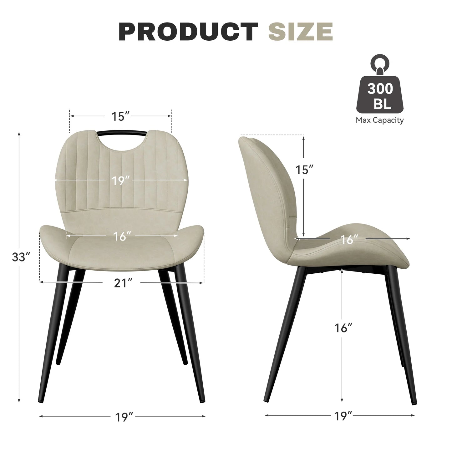Dining Chair Set of 2 Upholstered