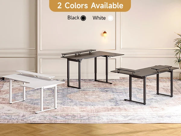 Standing Desk,63/71x43 Inches L Shaped Desk, Adjustable Height