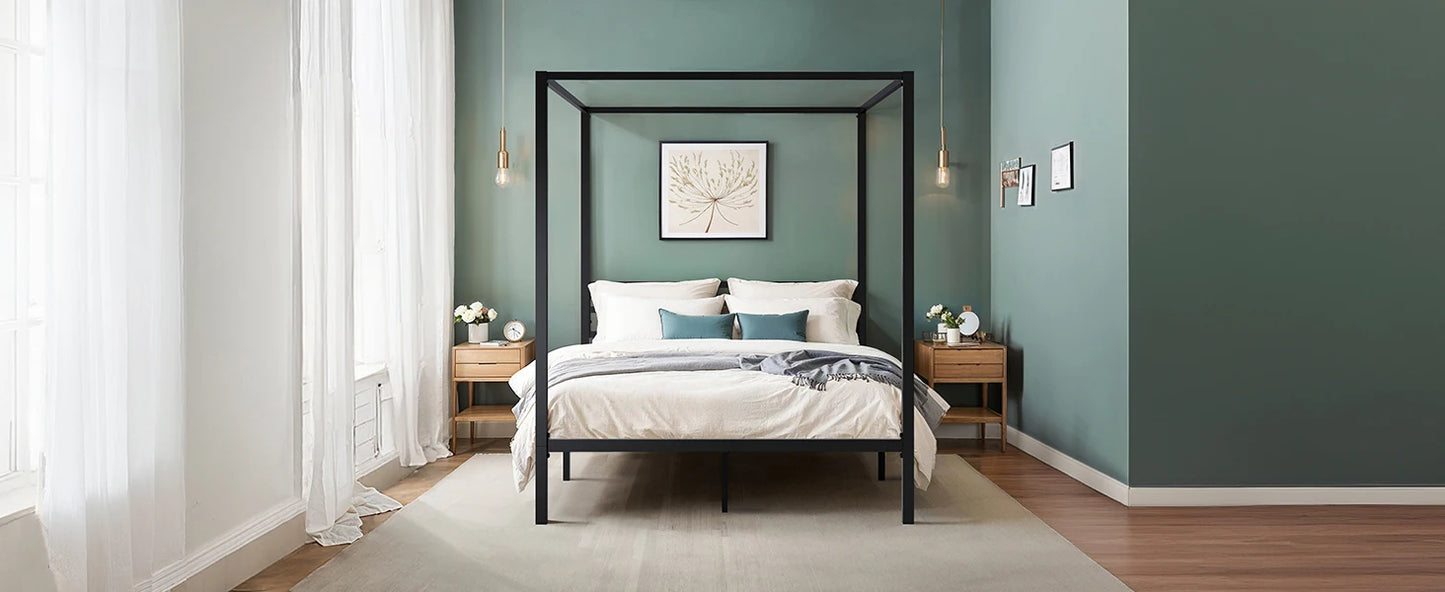 Canopy Bed Frame, Easy Assembly - Queen & Full Sizes