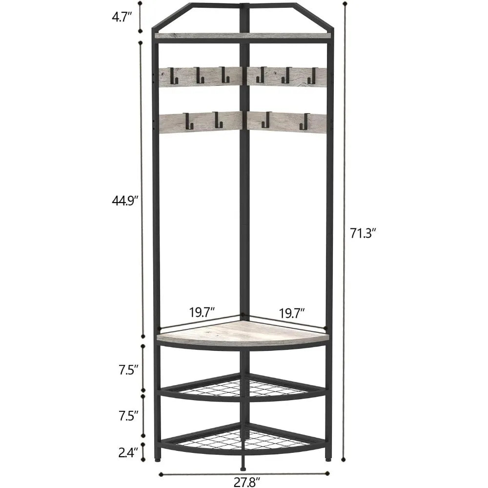 Entryway Coat Rack with Shoes Shelf Organizer