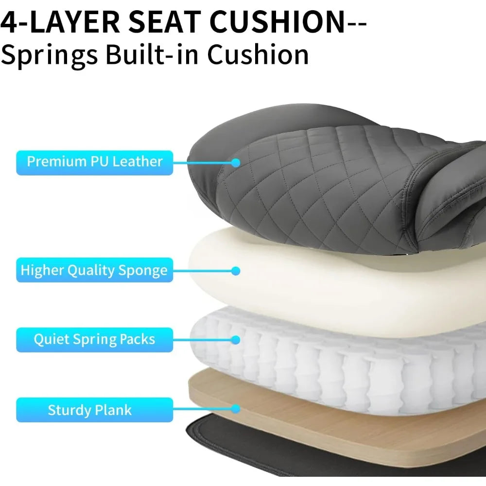 Office Chair, Pu Leather High Back with Wheels