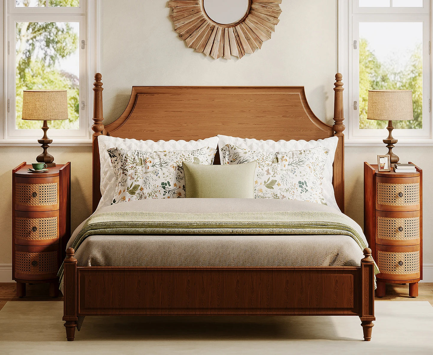Tribesigns End Table Round Solid Wood Sofa Bedside Narrow Bedroom Side Table Nightstand with Drawer