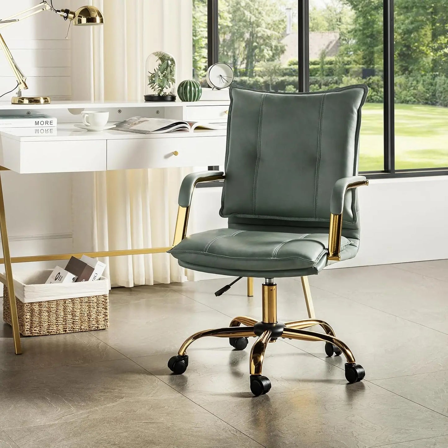 Office Chair, Adjustable Swivel with Golden Legs