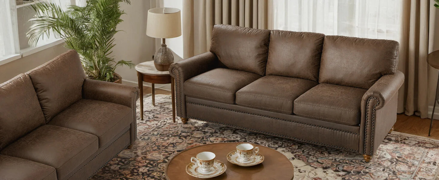 3-Seat Modern Living Room Sofa - Luxury Leather