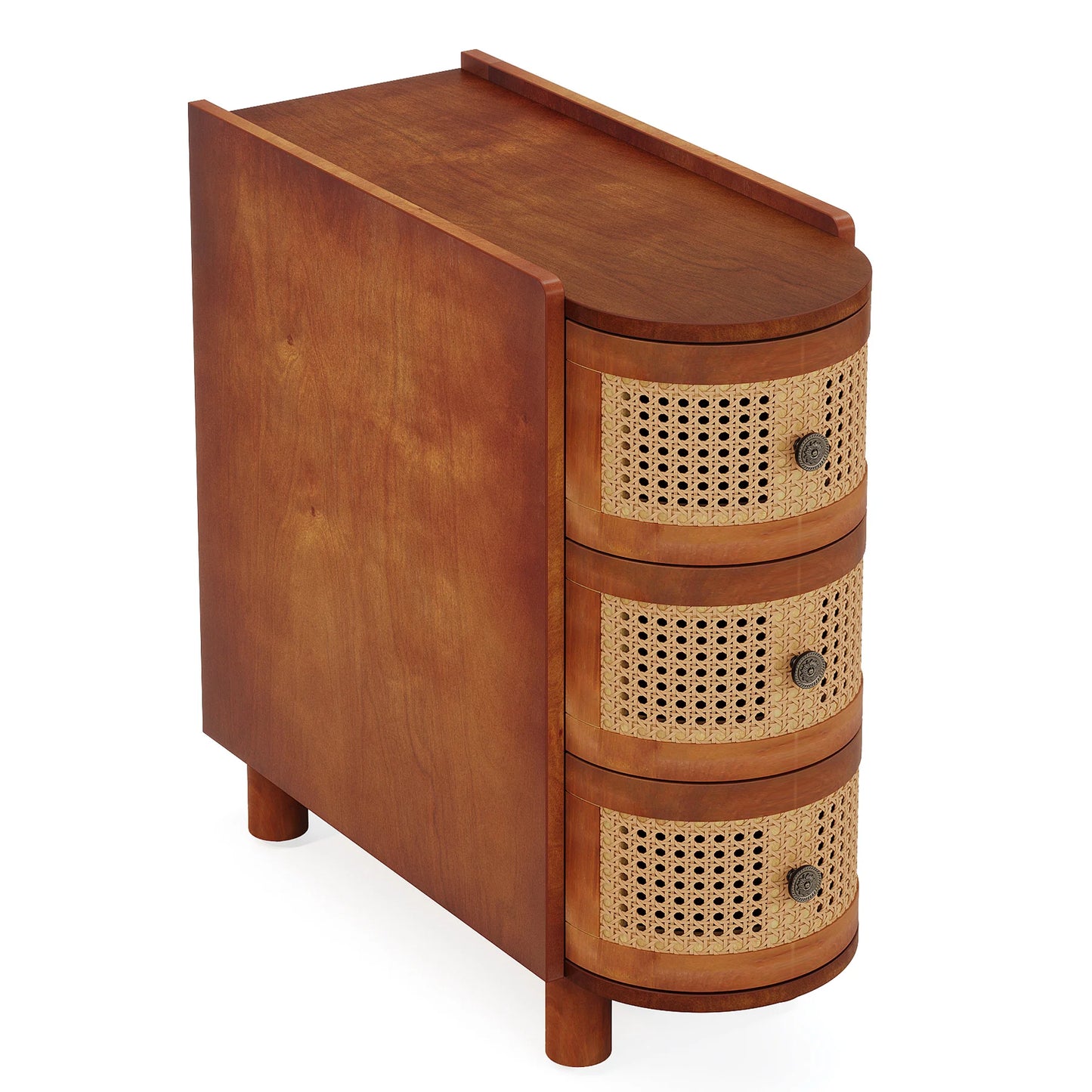 Tribesigns End Table Round Solid Wood Sofa Bedside Narrow Bedroom Side Table Nightstand with Drawer