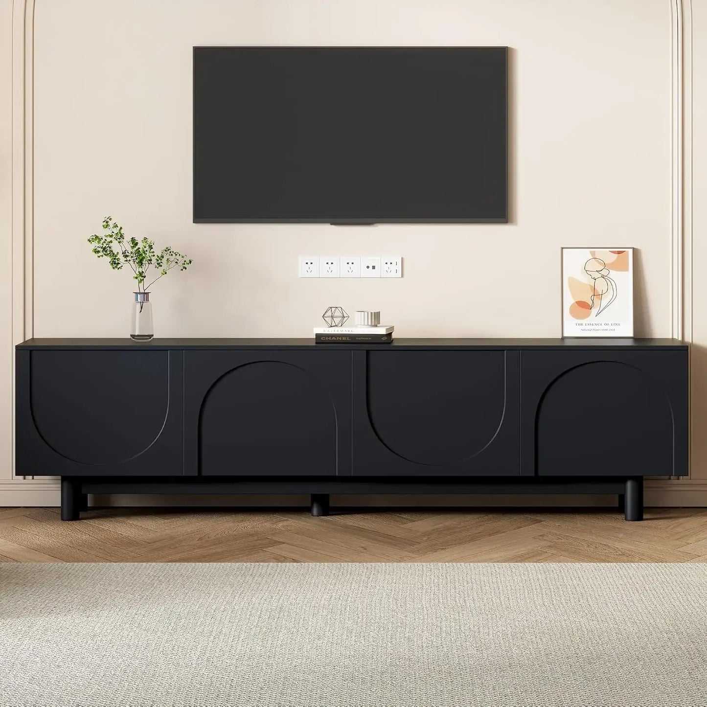70" Wood TV Stand with 2 Storage Cabinets