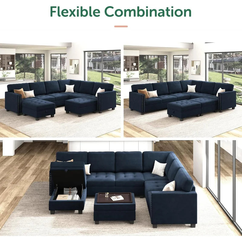 Velvet Modular Sectional sofa, Convertible L Shaped couch with Storage