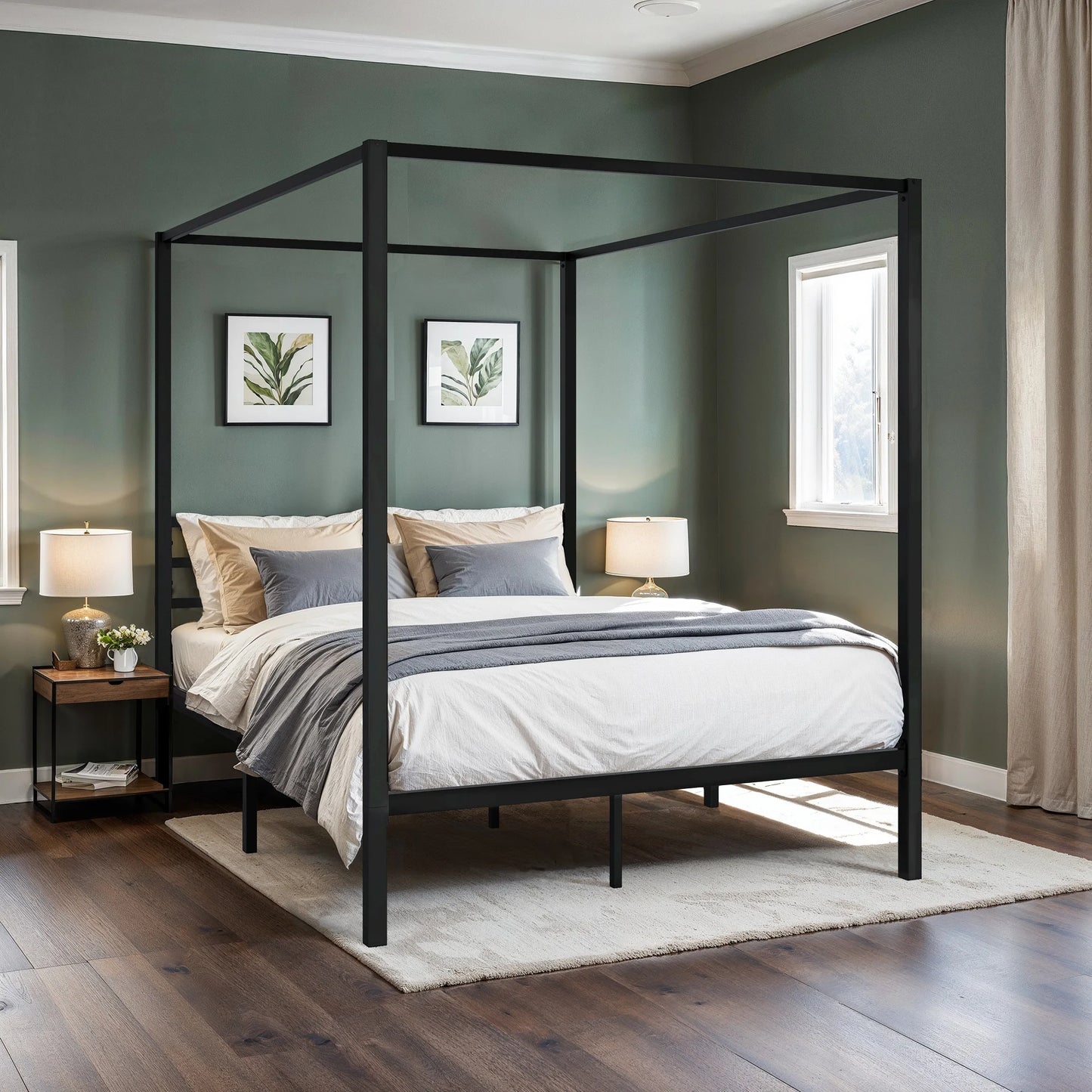Canopy Bed Frame, Easy Assembly - Queen & Full Sizes
