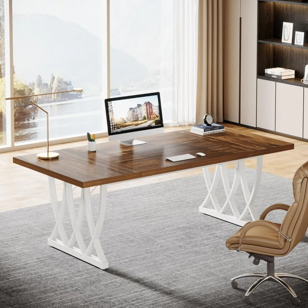 70.86-Inch Executive Desk, Thick Metal Frame
