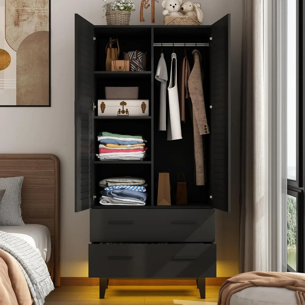 Wardrobe Closet with Adjustable Shelves