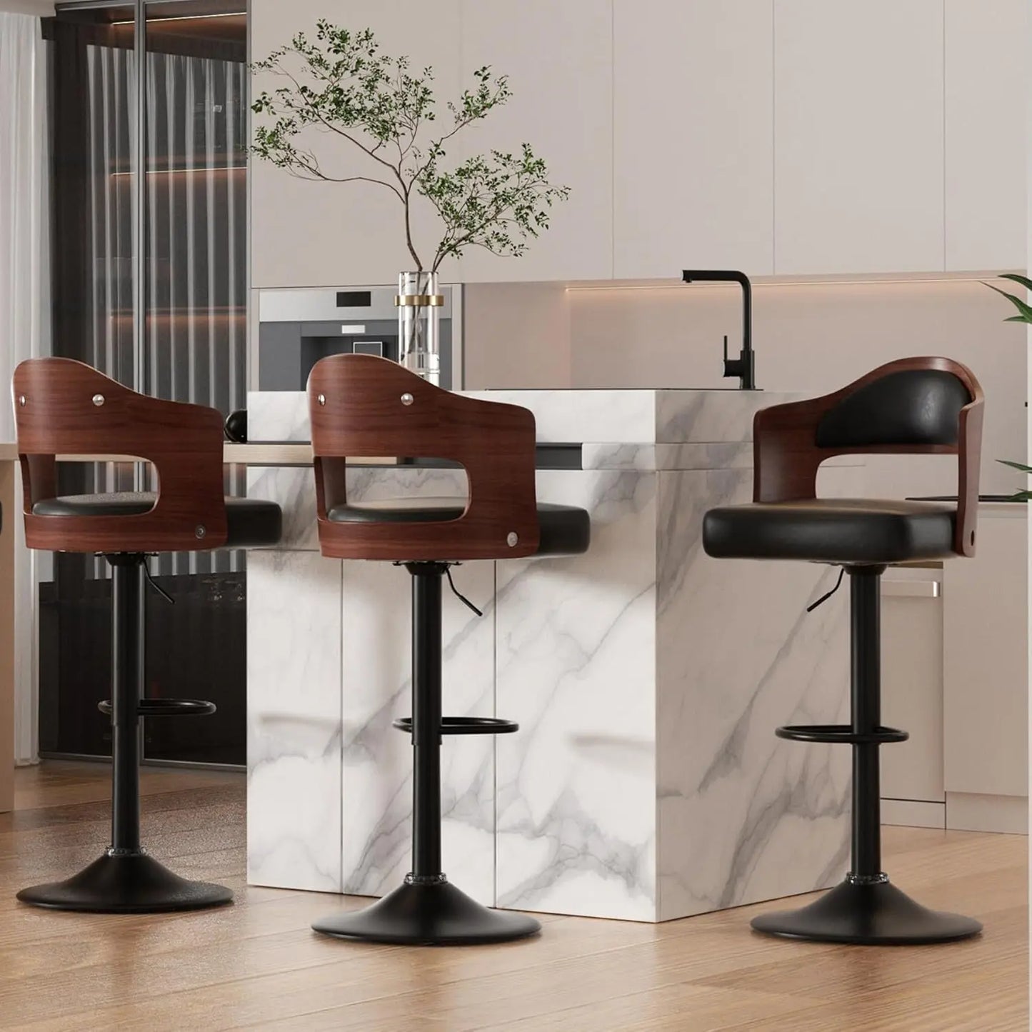 Swivel Bar Stools Set of 3 Seat Adjustable Height