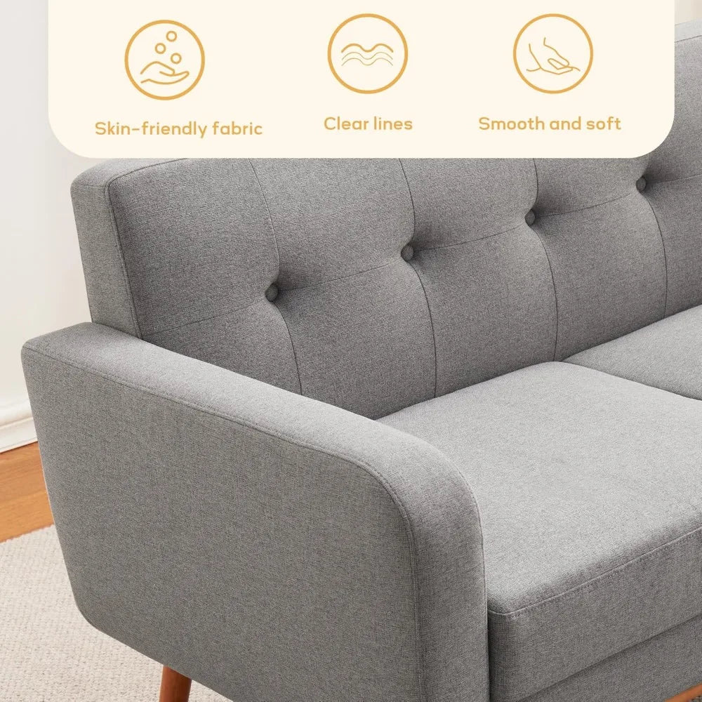 Couch Set with Solid Frame, Deep Seat Sofa Set