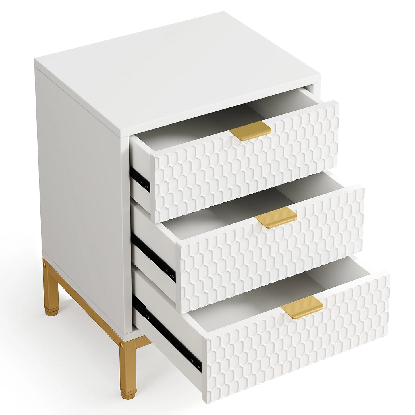 Tribesigns Modern Nightstand, 65.5 cm Tall Bedside Table with 3 Drawers, Contemporary End Side Table with Storage