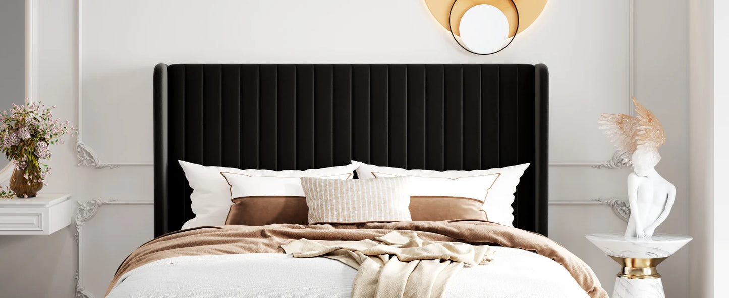Bed Frame with Wingback Headboard – Full, Queen & King