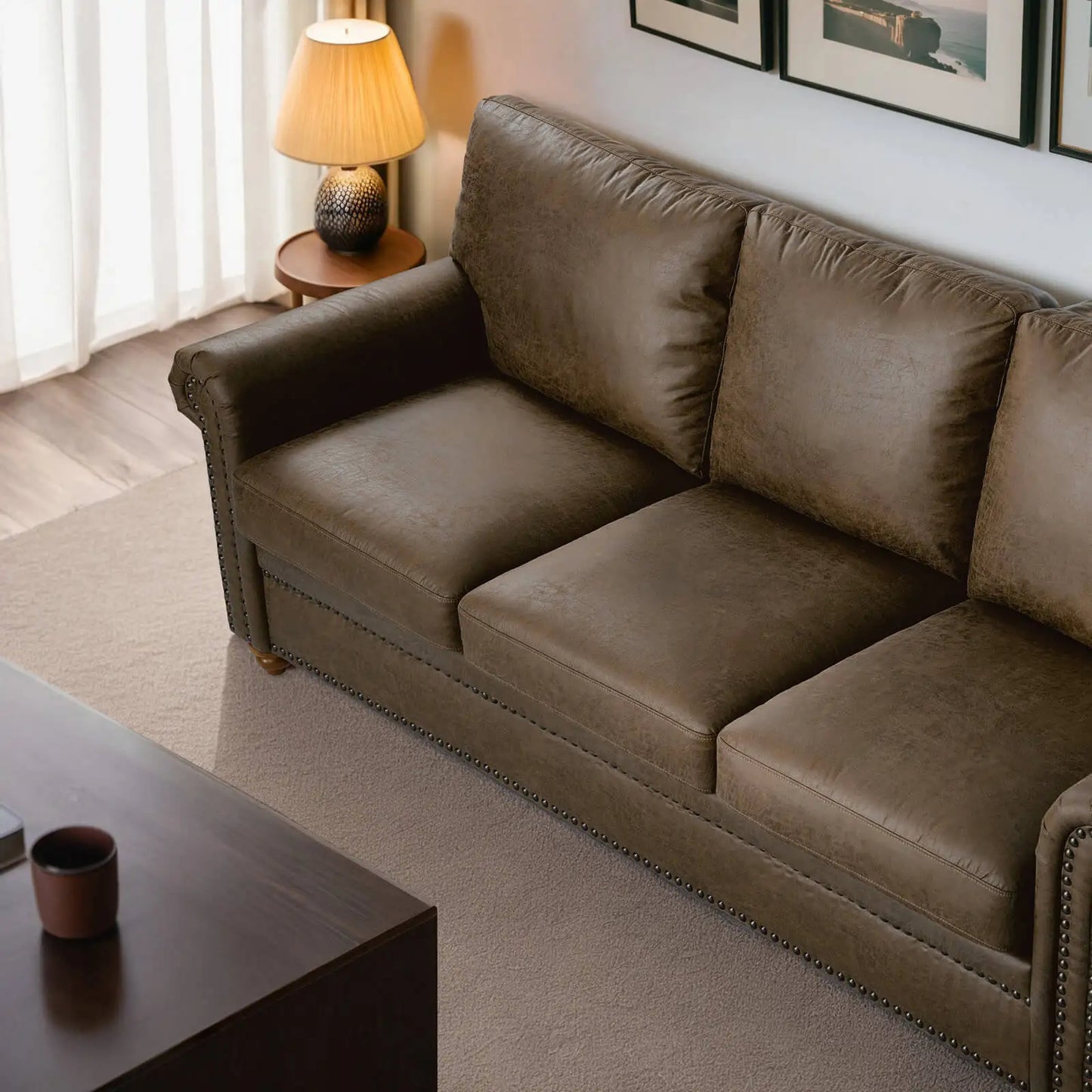 3-Seat Modern Living Room Sofa - Luxury Leather