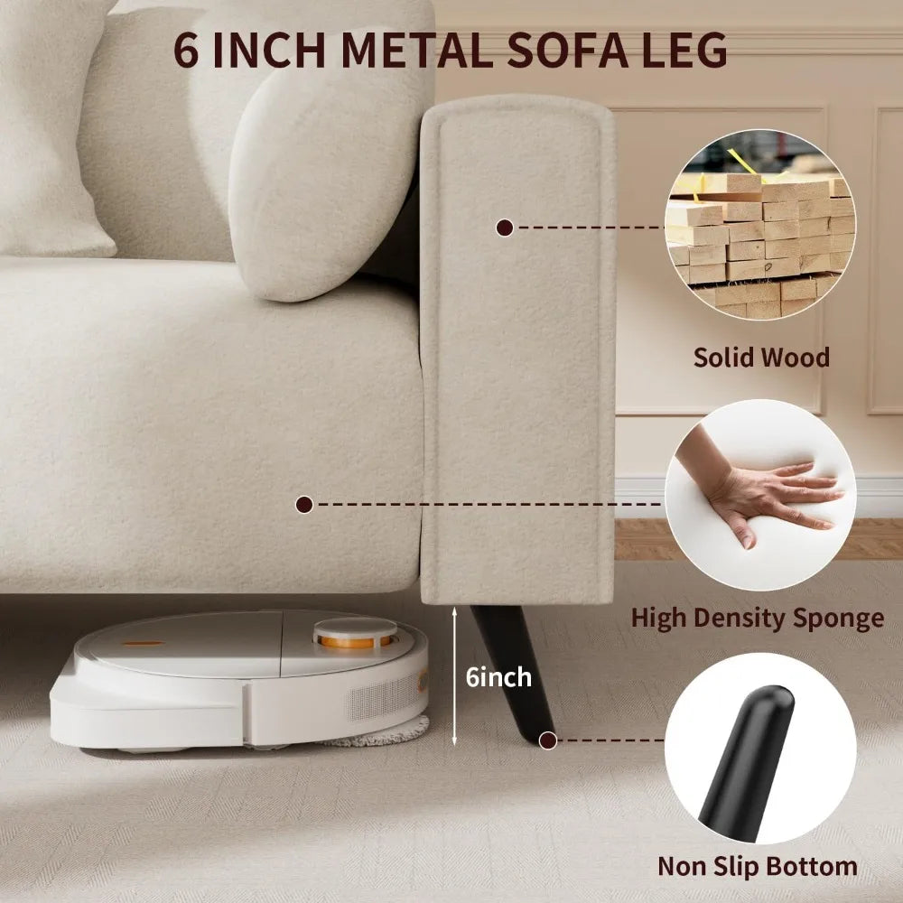 Comfy Sofa with 2 Throw Pillow | 2 Armrest Pillow, 3 Seater Couches