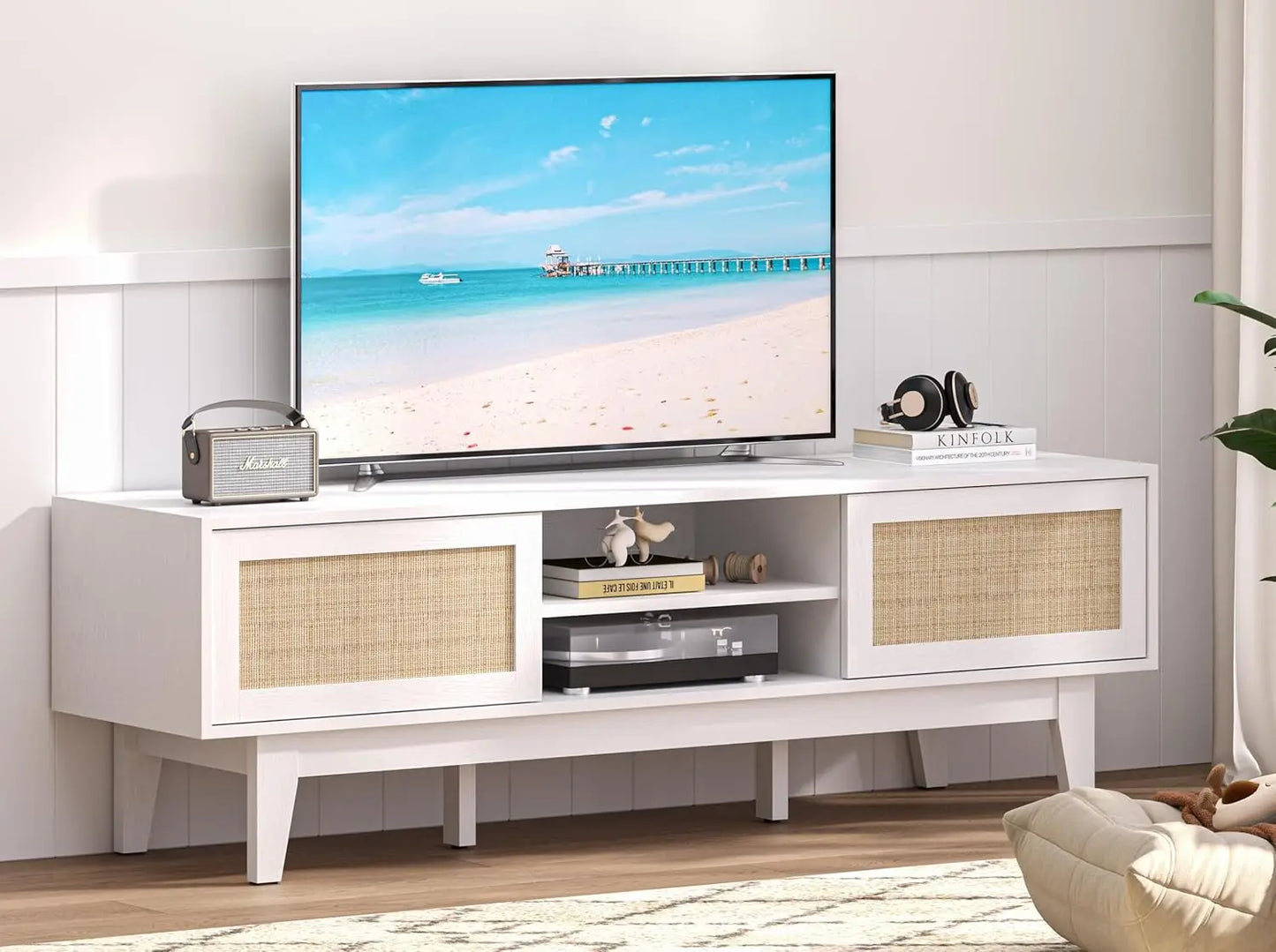 TV Stand for 55 65 Inch TV with Shelves