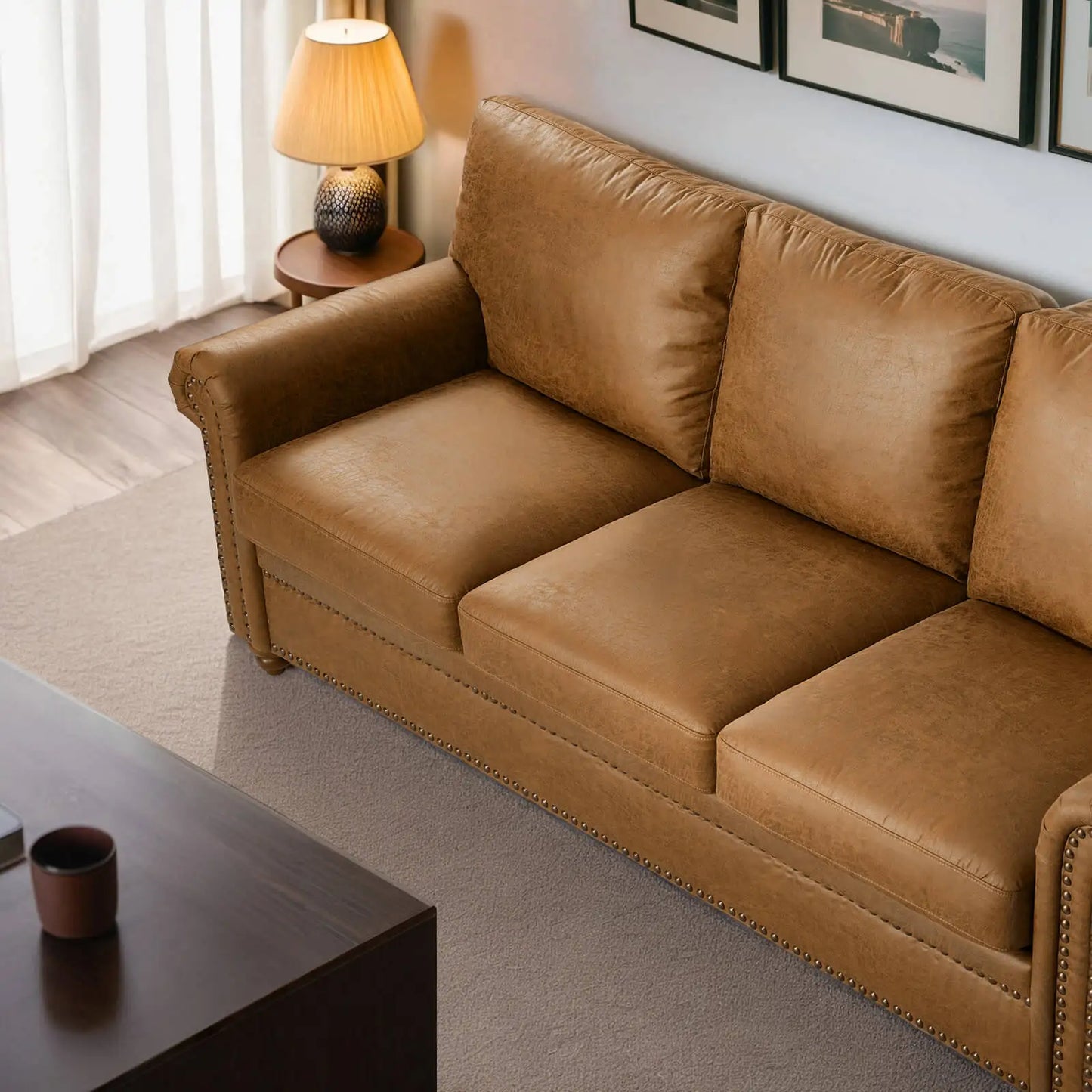 3-Seat Modern Living Room Sofa - Luxury Leather