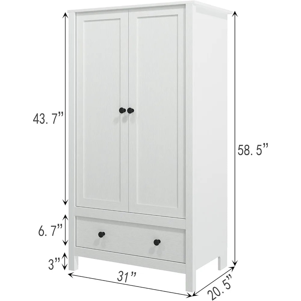 2 Door Wardrobe, Armoire with Drawer