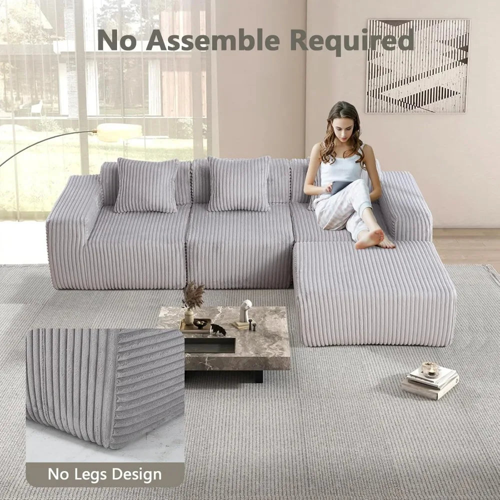 L-Shaped Free Combination Sofa,4Seater Corner Couch Deep Seat