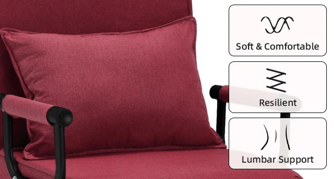 Convertible Chair, Tri-fold Upholstered Armchair Sleeper with Pillow