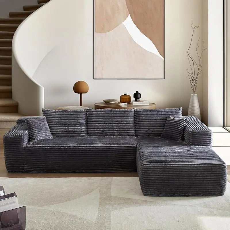 L-Shape Couch with Chaise,Modular Sectional Sofa Cloud Deep Seat