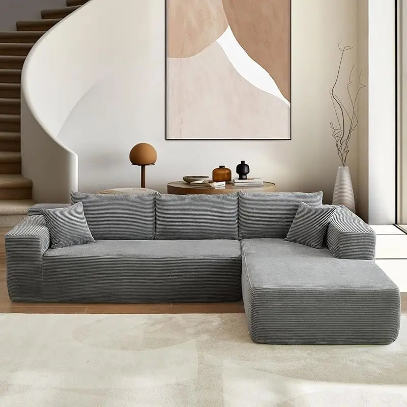 L-Shape Couch with Chaise,Modular Sectional Sofa Cloud Deep Seat