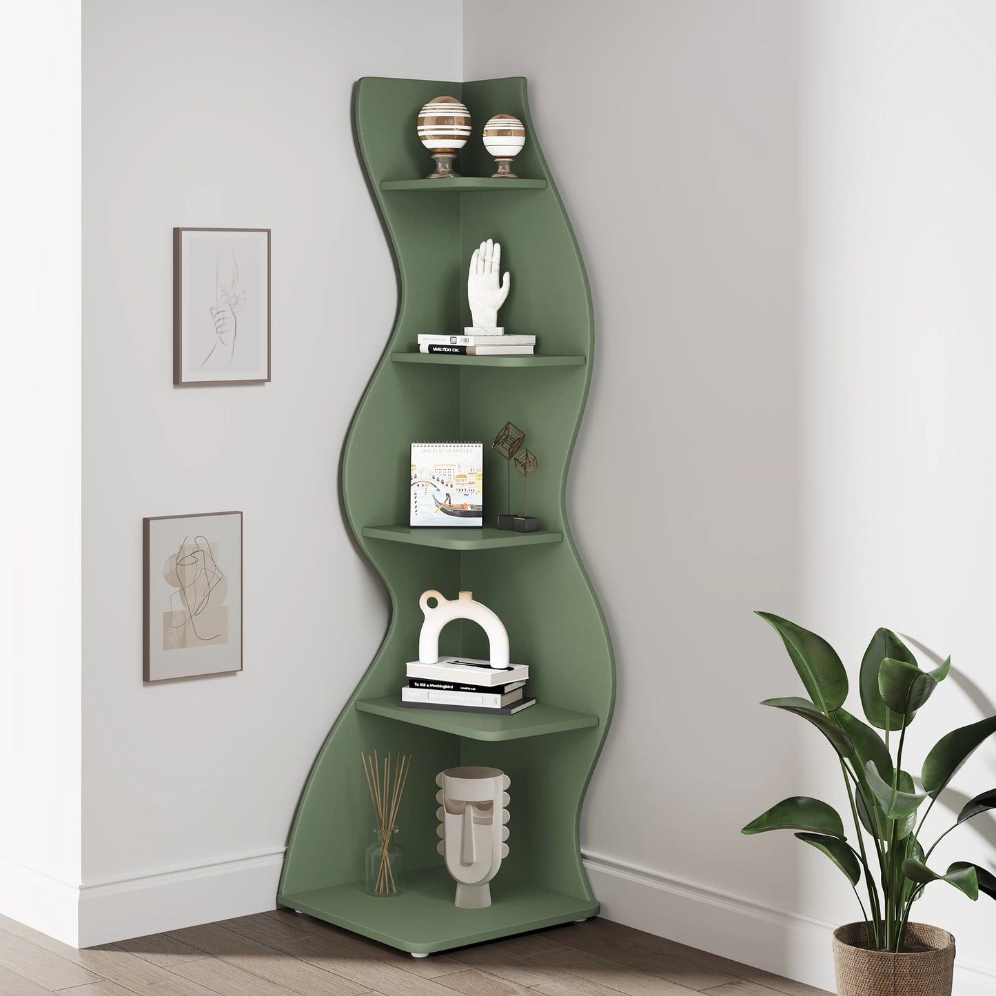Corner bookShelf, 5-Tier Stylish Corner Bookcase