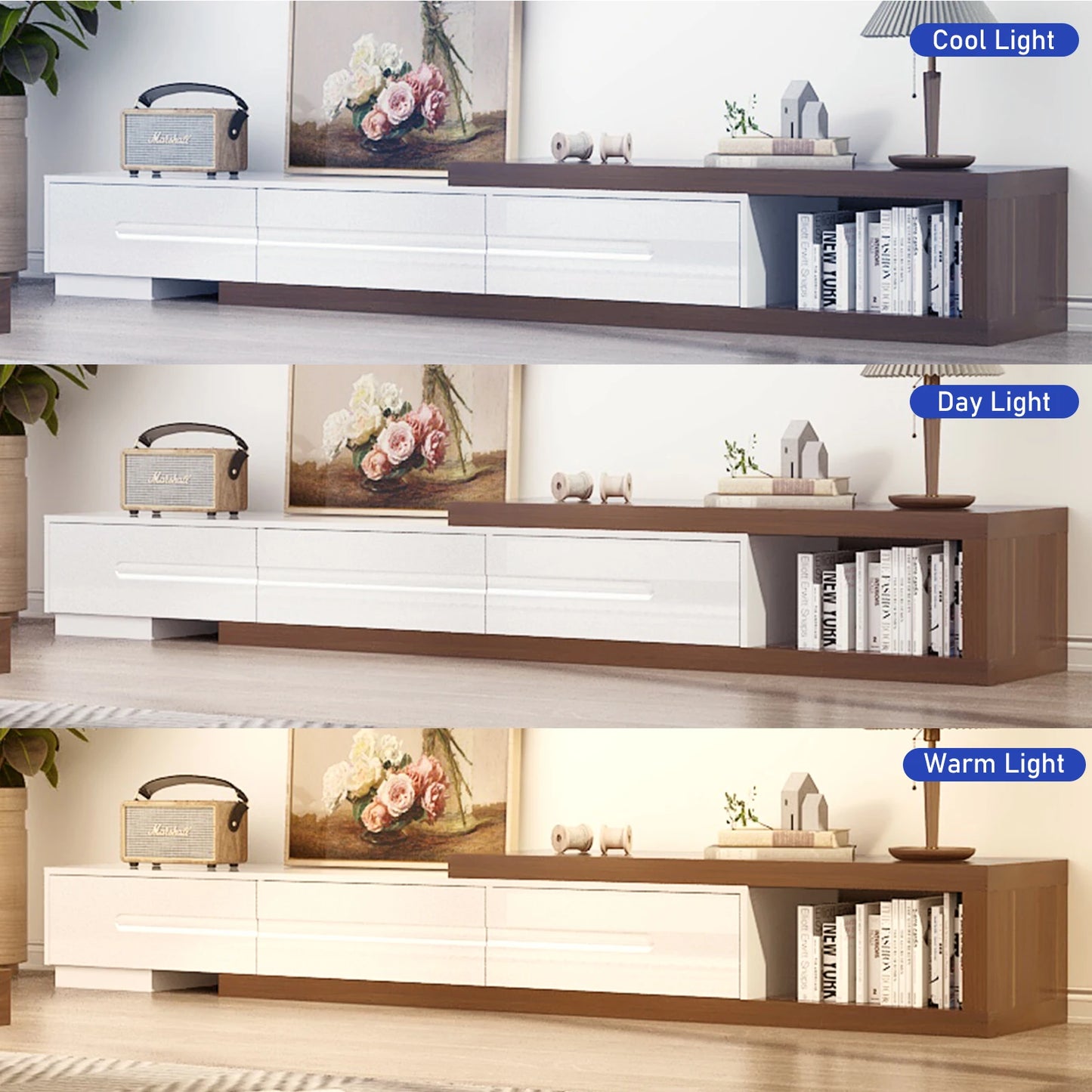 Extendable TV Stand for Up to 120"TV, 82-110 w/3 Drawers