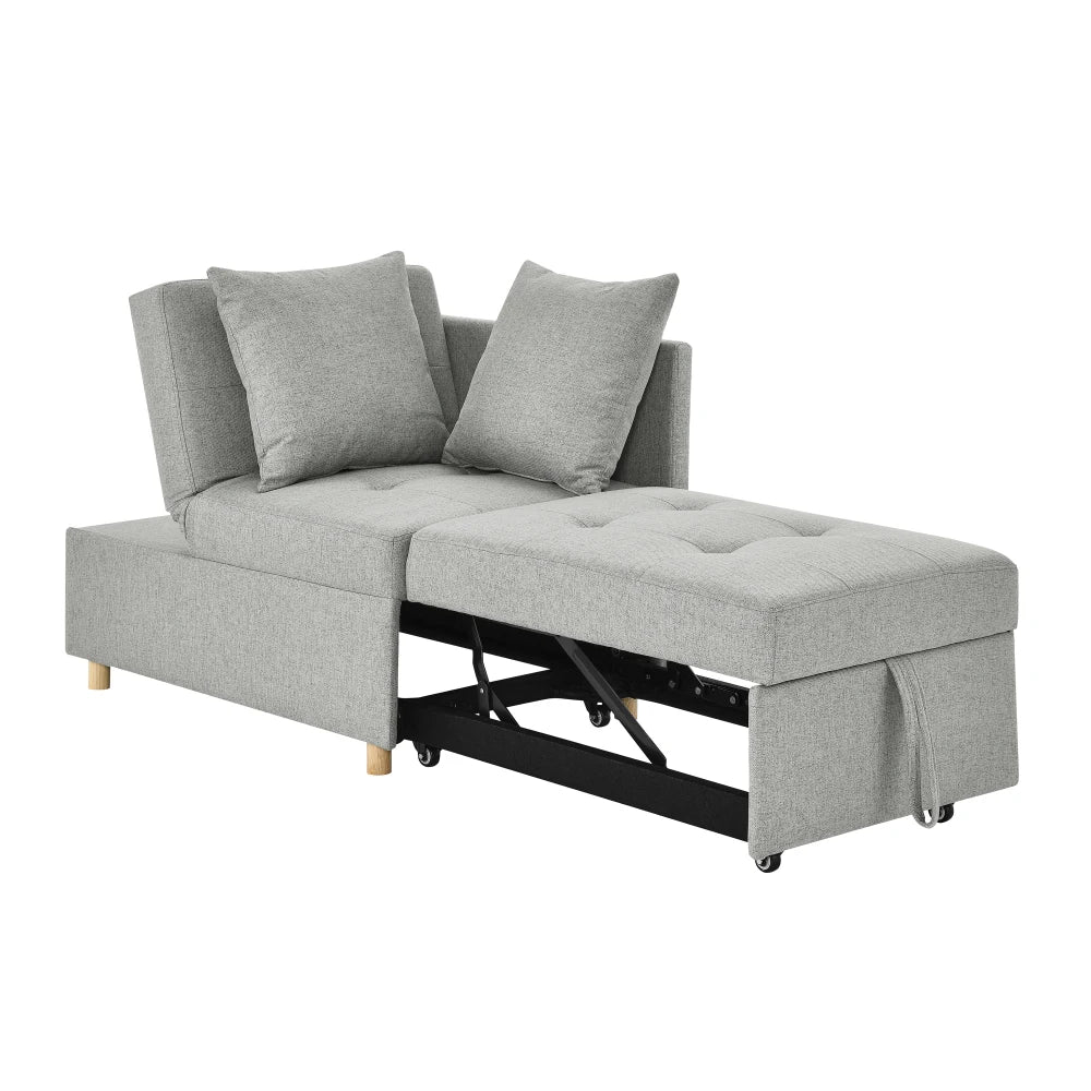 Sleeper Sofa Chair Adjustable Backrest Recliner - Pullout Sofa Bed - Wheels