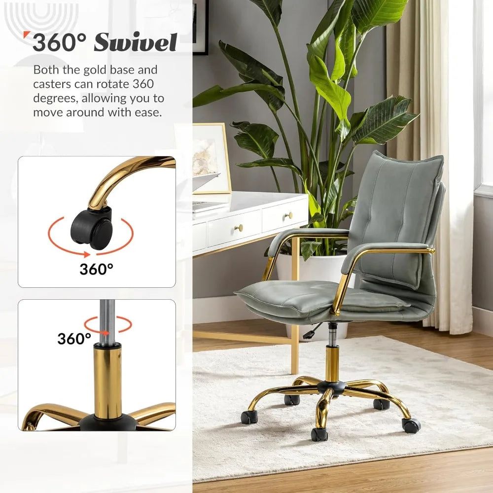 Office Chair, Adjustable Swivel with Golden Legs