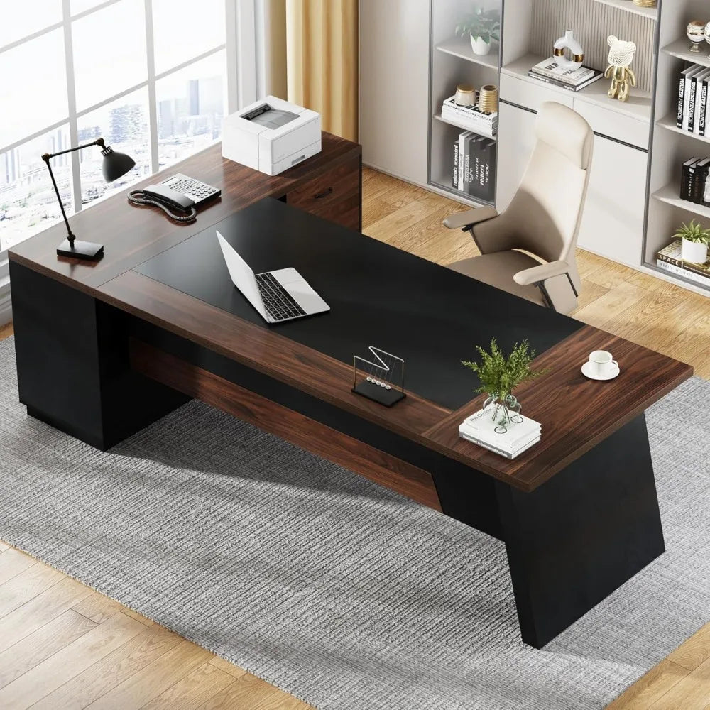 78" L-Shaped Executive Desk with Drawers