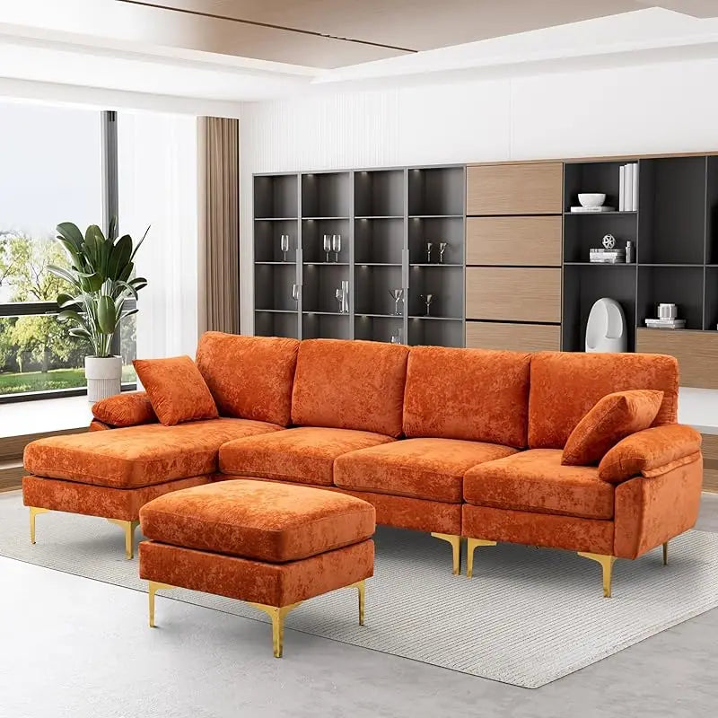 Sofa couch,4 Seat ,L-Shaped Velvet with Chaise Lounge