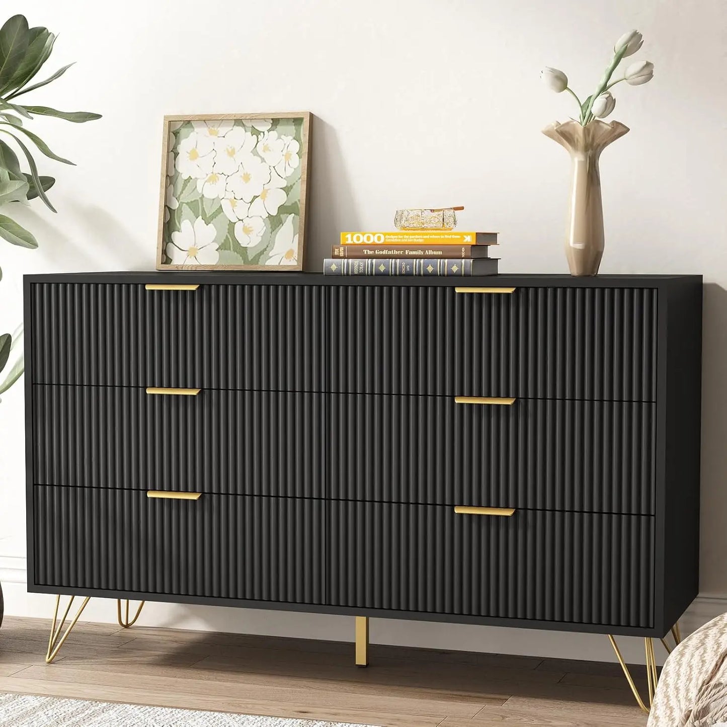 White Chest of Drawers, dresser with 6-drawers