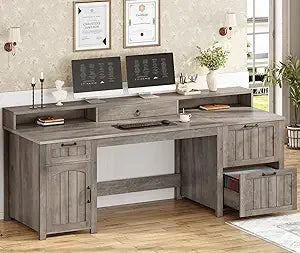 63" Executive Desk with Drawers and Storage Cabin