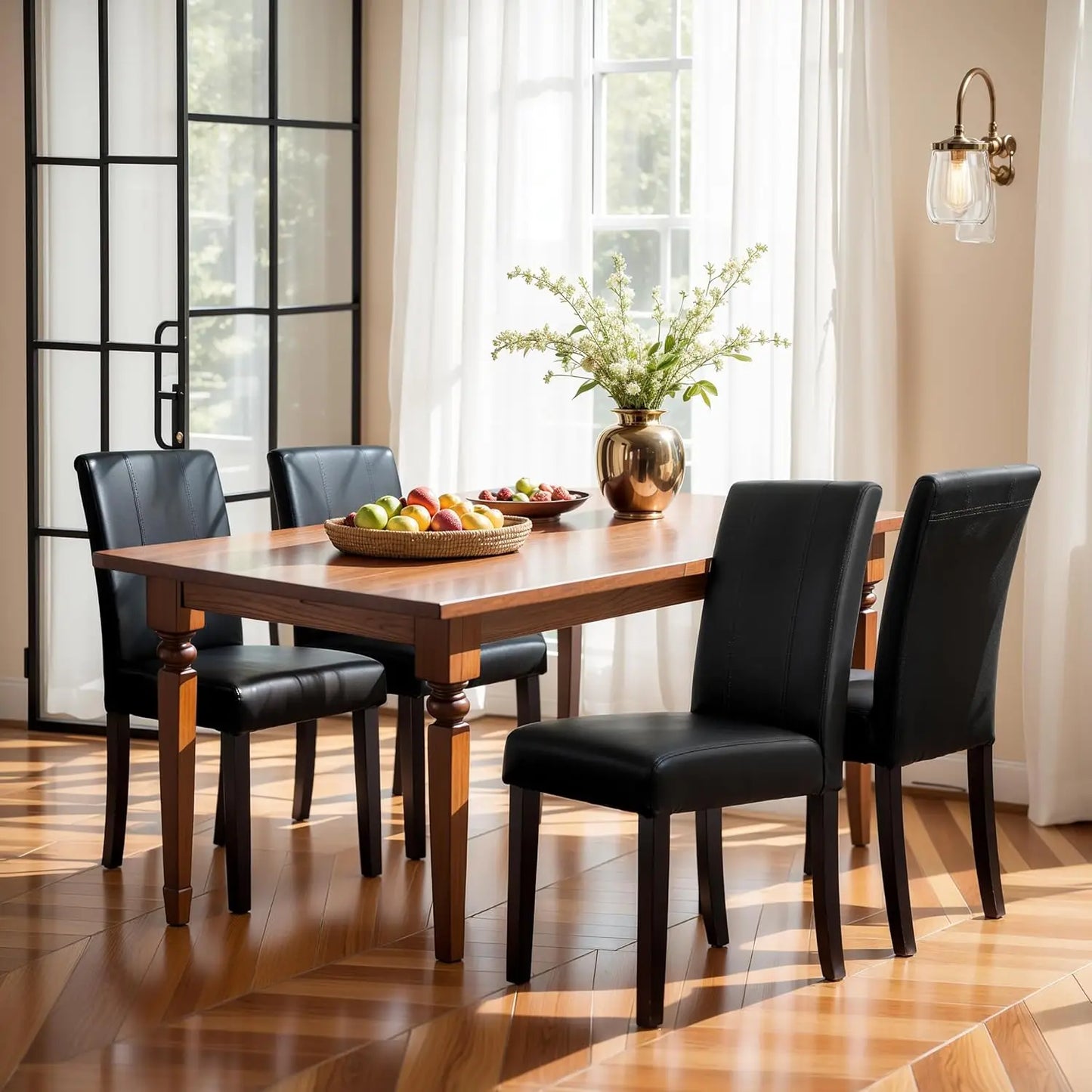 Dining Chair Set of 4, Leather Dining Chairs Kitchen Table Chairs Set of 4, Modern High-End Kitchen Side Chaires for Bedroom