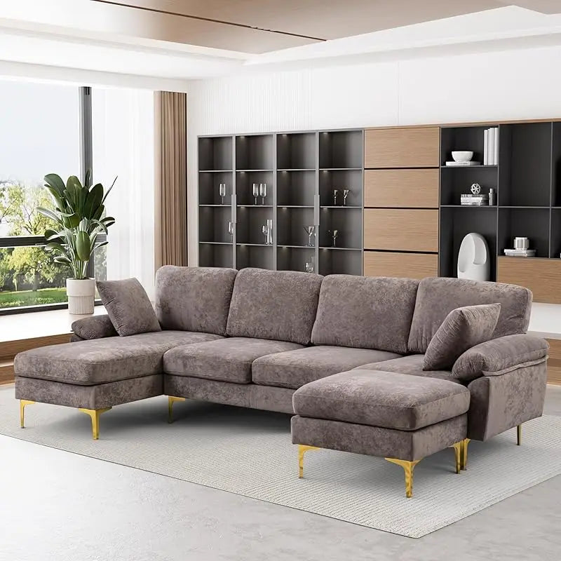 Sofa couch,4 Seat ,L-Shaped Velvet with Chaise Lounge