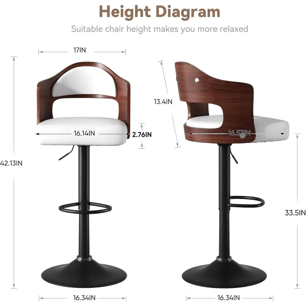 Swivel Bar Stools Set of 3 Seat Adjustable Height