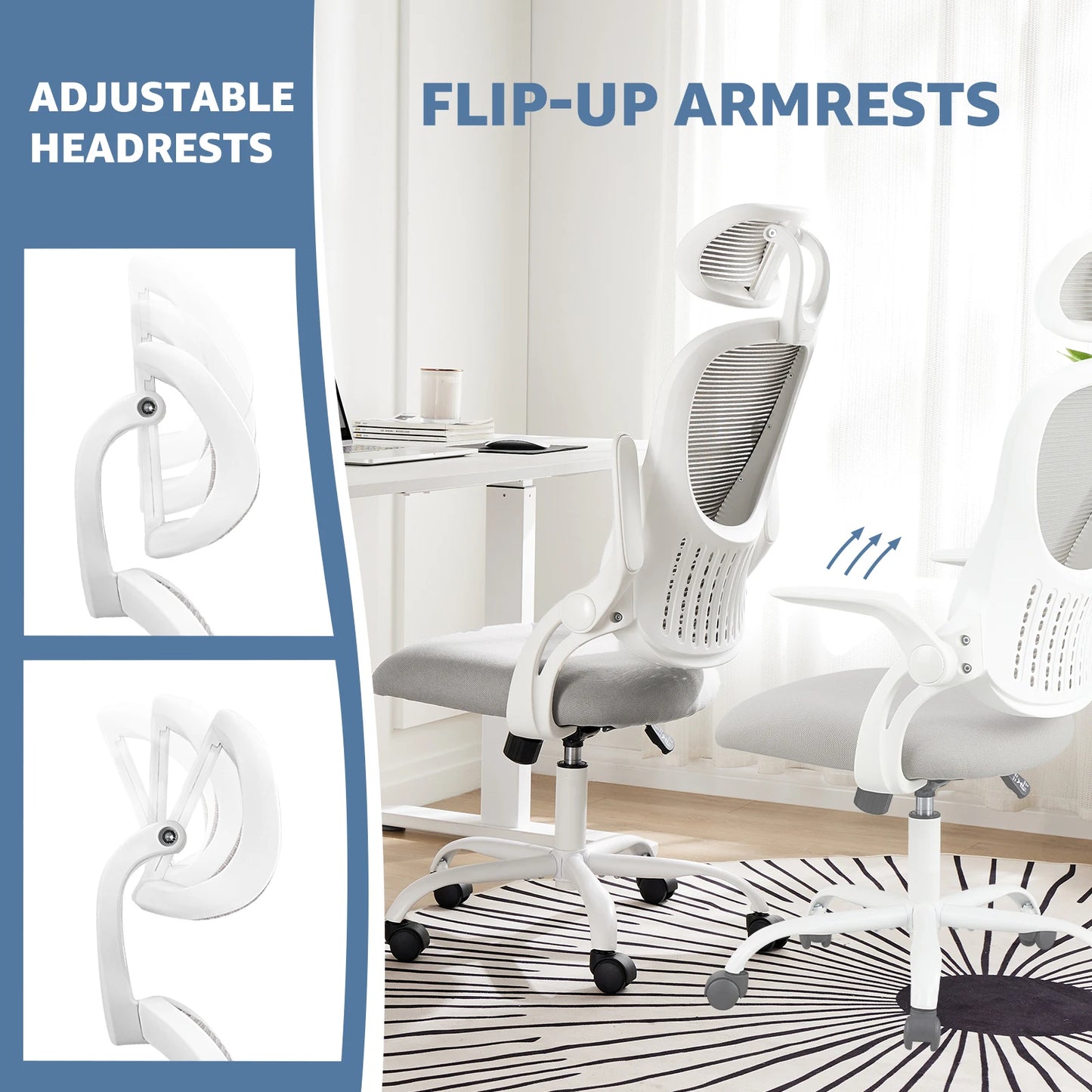 Ergonomic Office Chair Adjustable Headrests