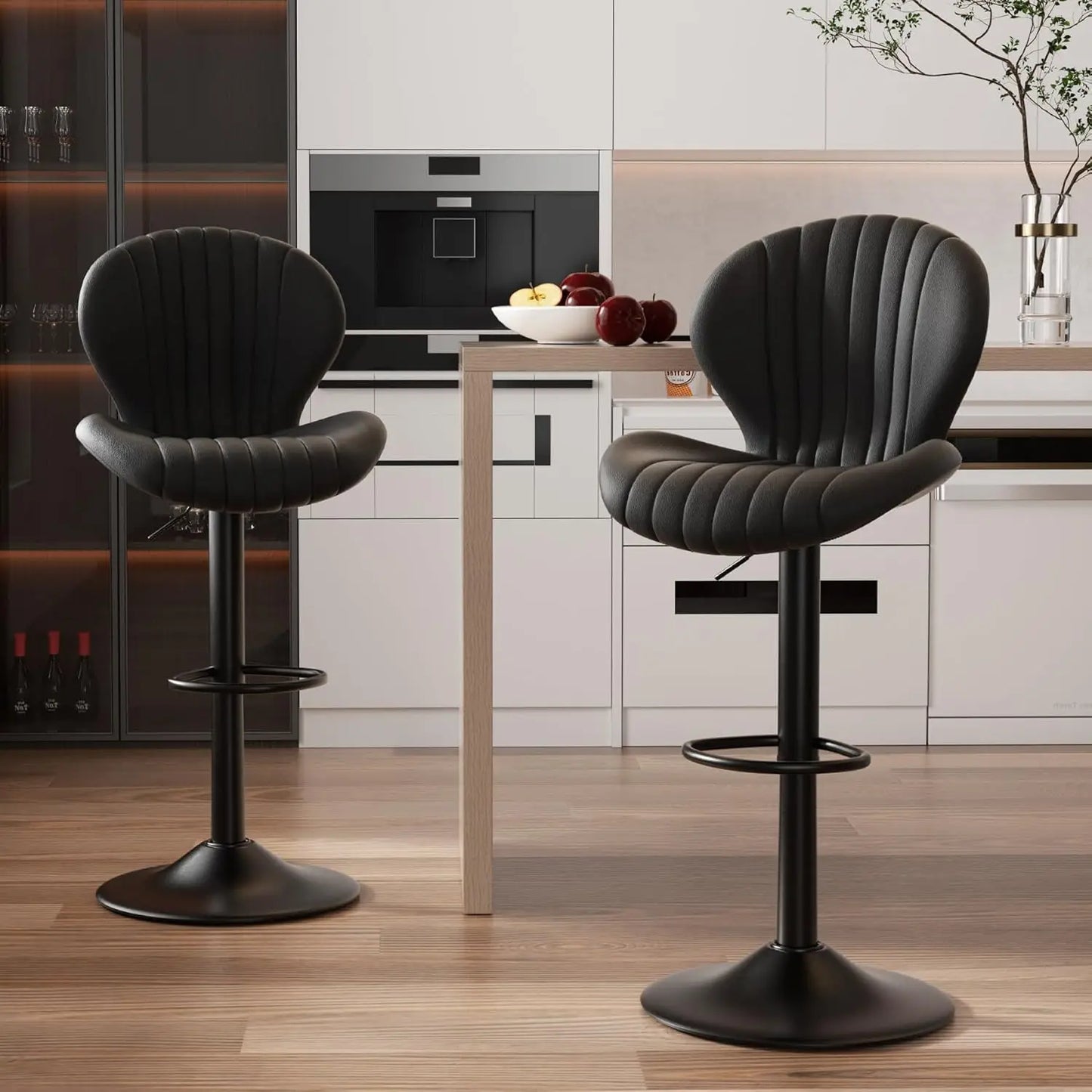 Bar Stools Set of 2 Swivel Bar Chairs, Easy Assembly