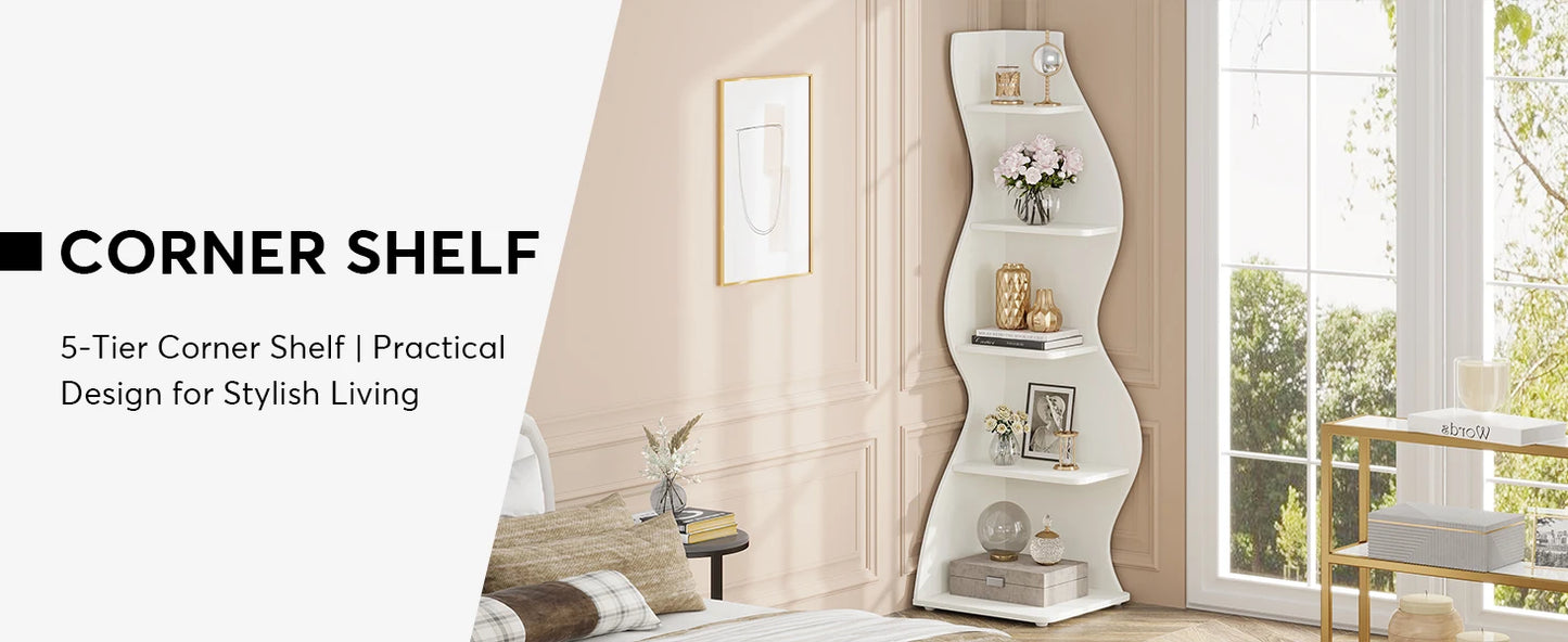 Corner bookShelf, 5-Tier Stylish Corner Bookcase