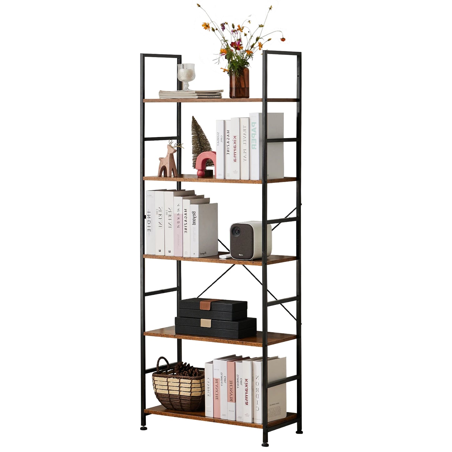 5 Tier Bookcase Bookshelf Modern
