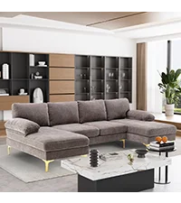 Sofa couch,4 Seat ,L-Shaped Velvet with Chaise Lounge