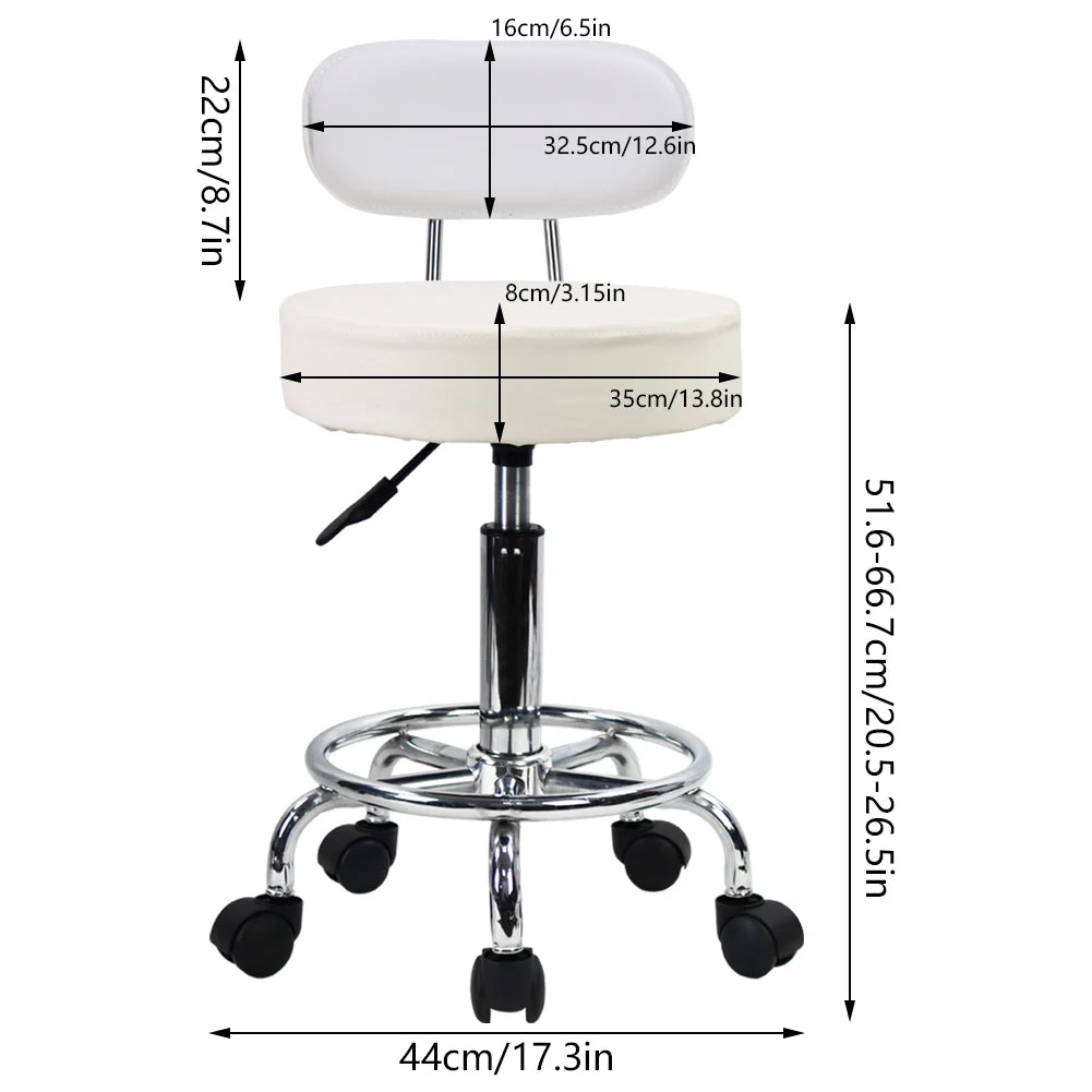 PU Leather Rolling Stool chair with Height Adjustable