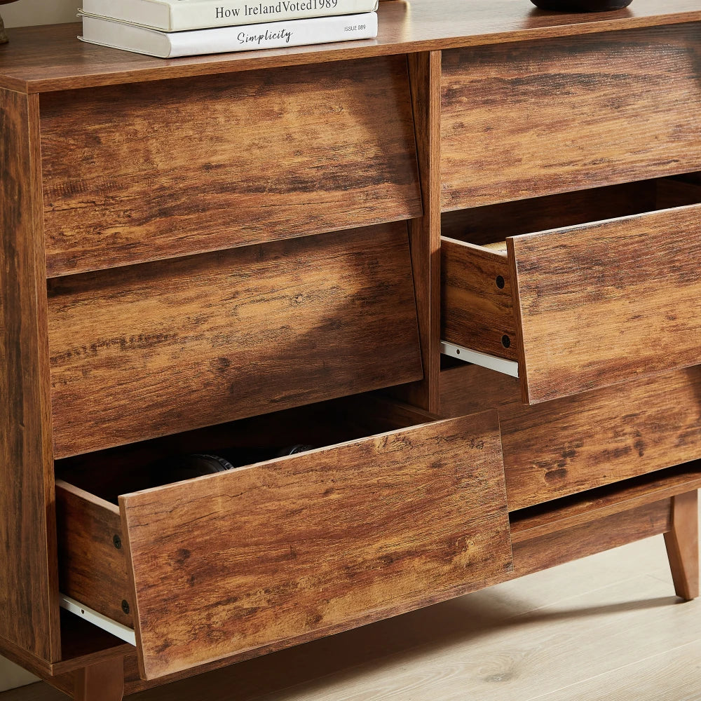 6 Drawer Double Dresser, Wood Chest of Drawers