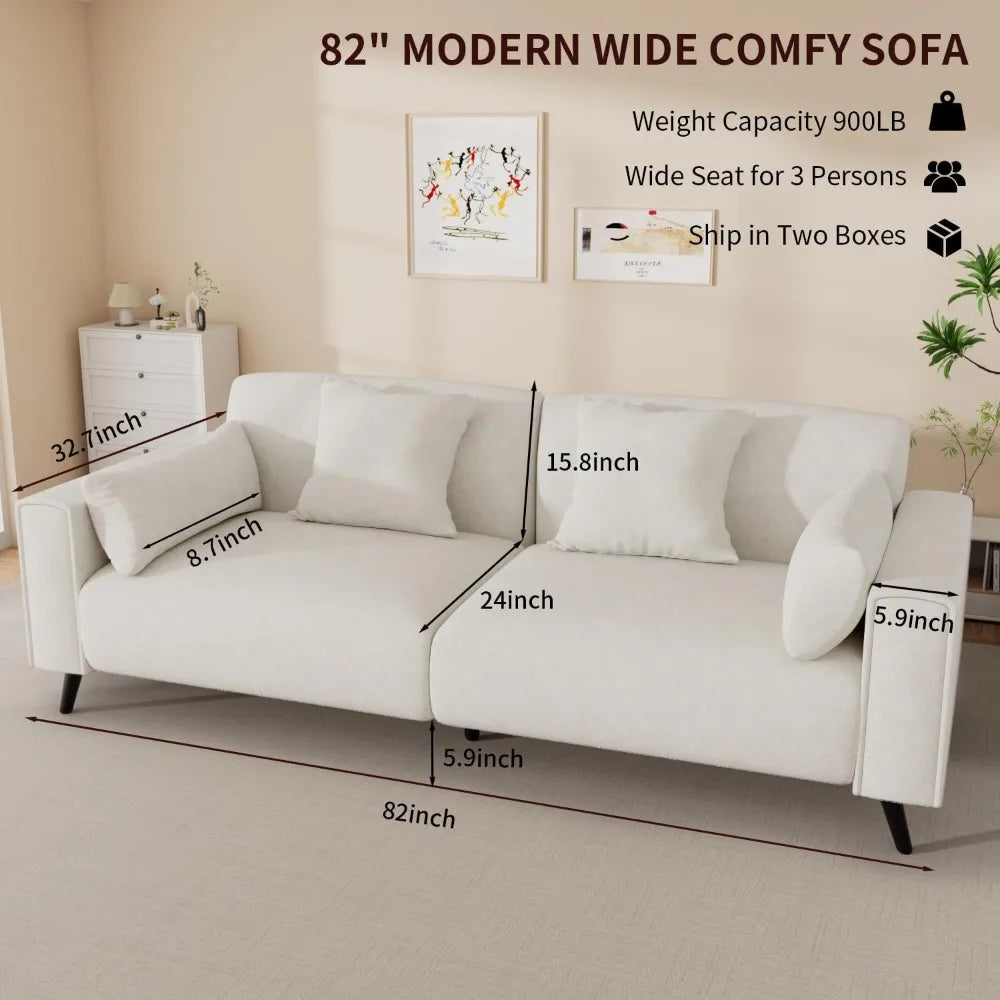 Comfy Sofa with 2 Throw Pillow | 2 Armrest Pillow, 3 Seater Couches